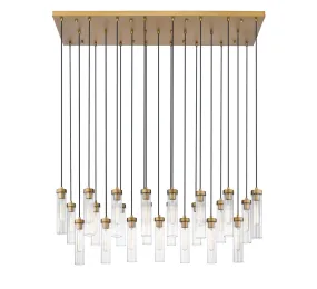 Beau 23 Light Linear Chandelier in Rubbed Brass