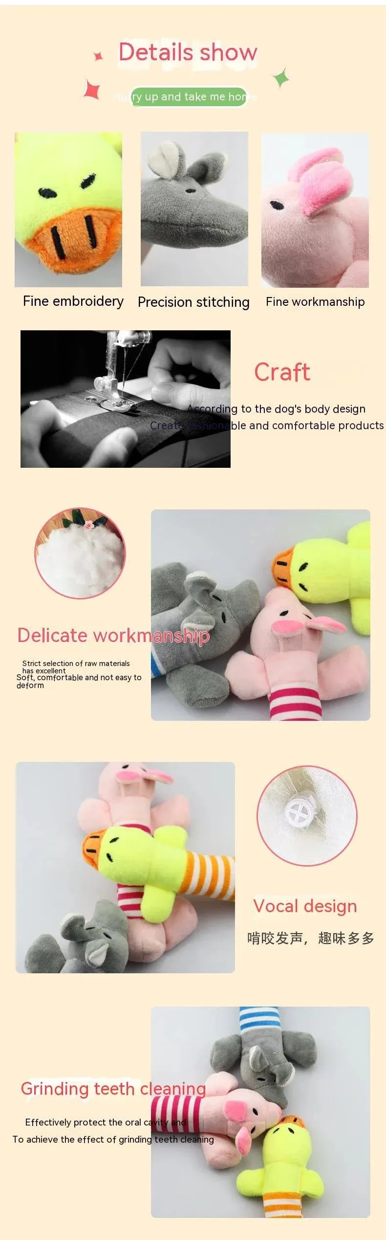 Best Pet Supplies Dog Toy Cute No Stuffing Duck with Soft Squeaker Fun for Indoor Puppies Senior Pups Plush No Mess Chew Play