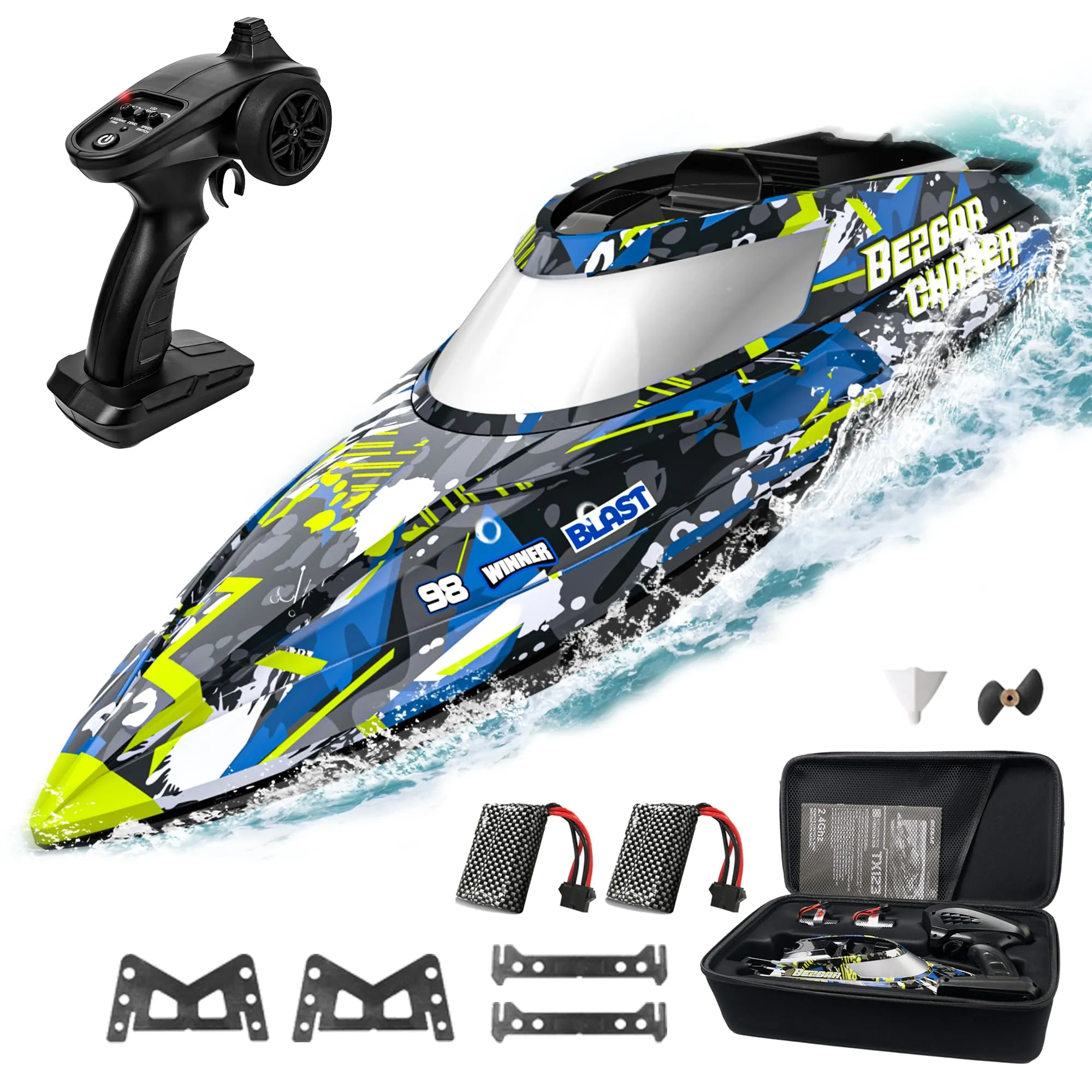 BEZGAR TX123 Remote Control Boats - Fast Speed RC Boat 32  KPH with A Portable Suitcase for Lakes & Pools & Salt Water, Summer Toys for Adults and Ideal Gifts for Kids Boys Age 6 7 8-12 Years Old