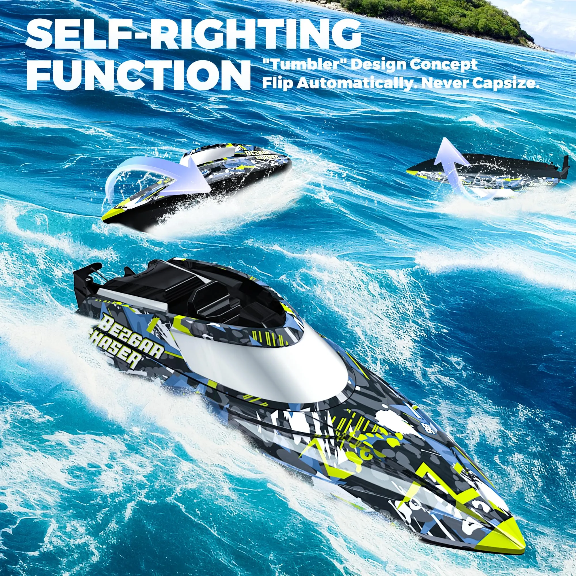 BEZGAR TX123 Remote Control Boats - Fast Speed RC Boat 32  KPH with A Portable Suitcase for Lakes & Pools & Salt Water, Summer Toys for Adults and Ideal Gifts for Kids Boys Age 6 7 8-12 Years Old