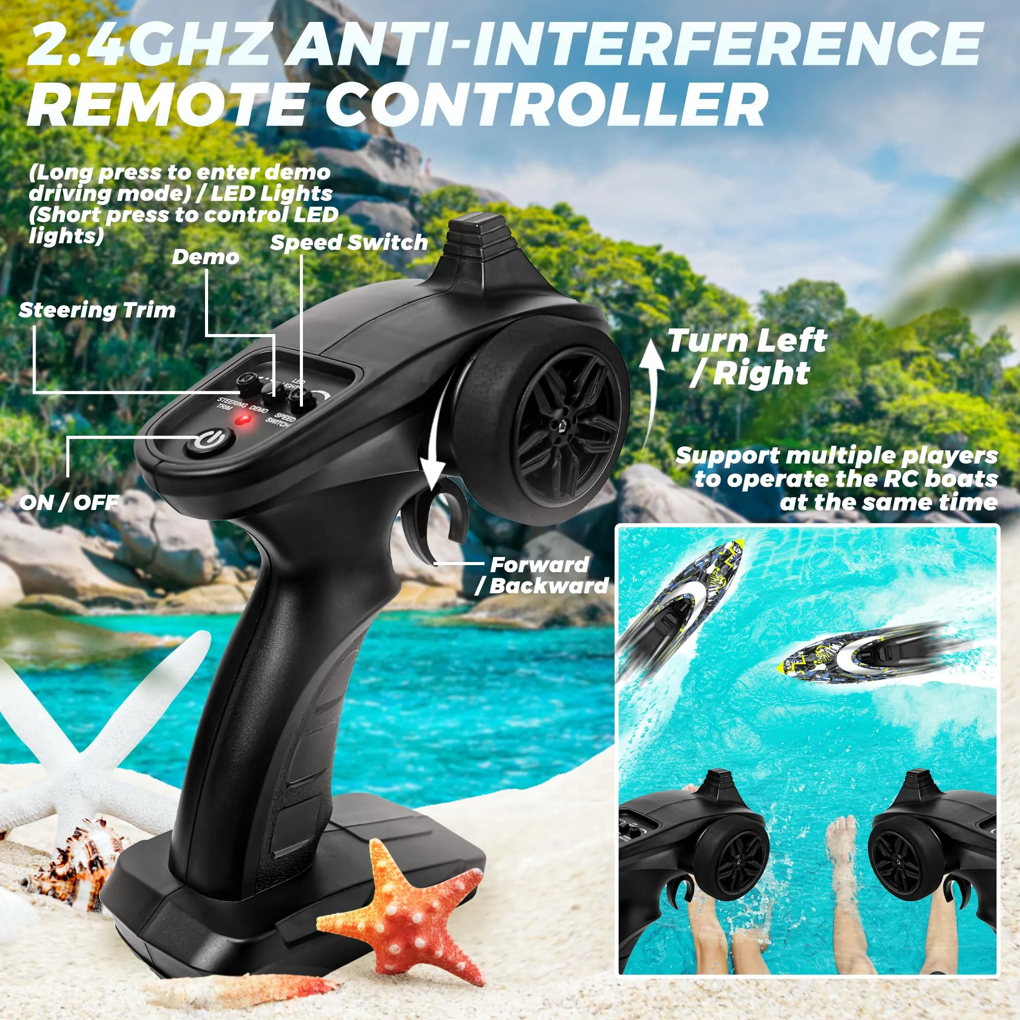 BEZGAR TX123 Remote Control Boats - Fast Speed RC Boat 32  KPH with A Portable Suitcase for Lakes & Pools & Salt Water, Summer Toys for Adults and Ideal Gifts for Kids Boys Age 6 7 8-12 Years Old