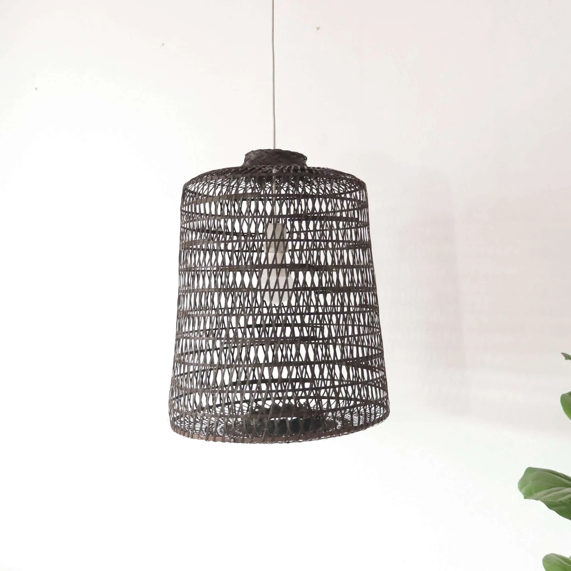 Black Varee - Black Small Bamboo Pendant Light By Thaihome