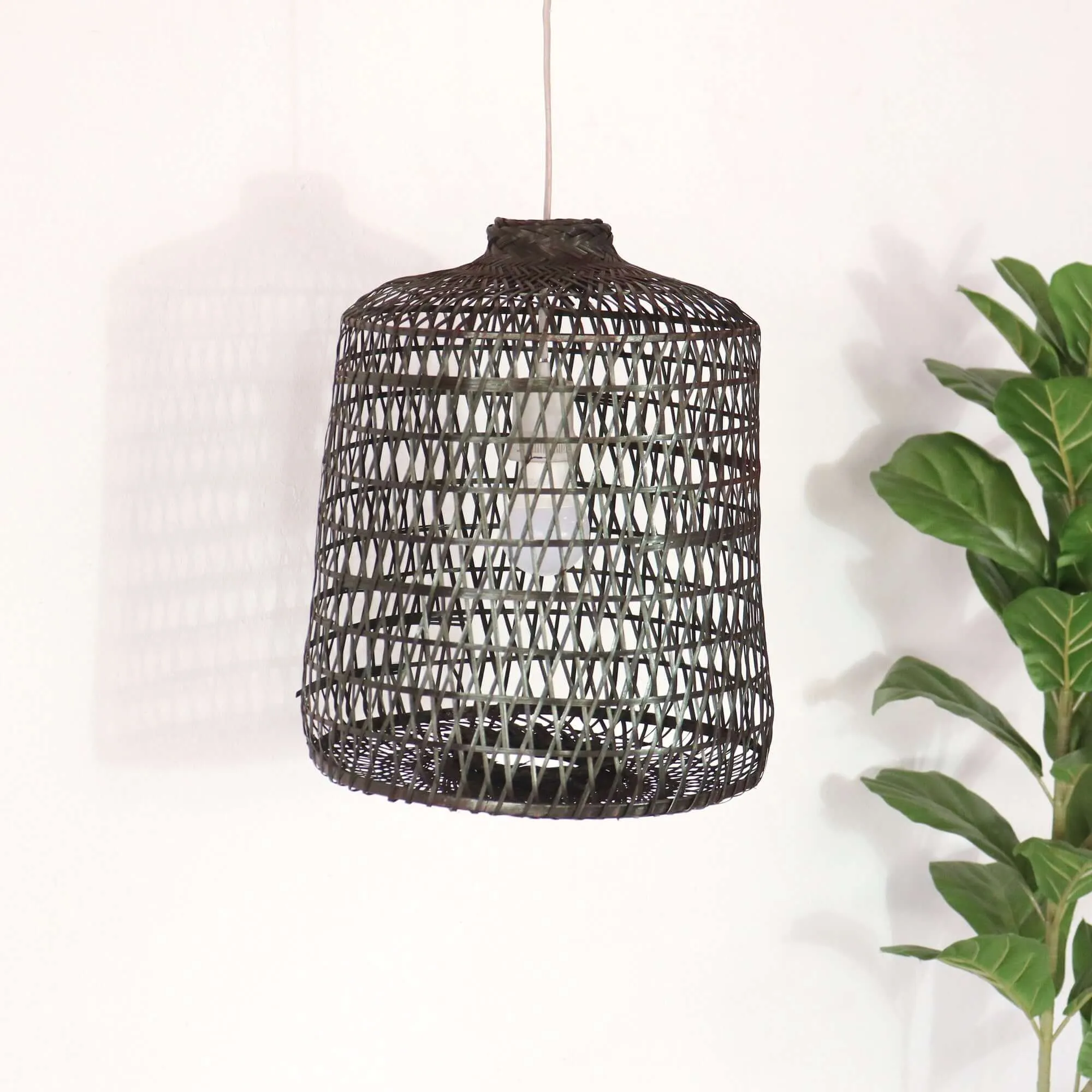 Black Varee - Black Small Bamboo Pendant Light By Thaihome