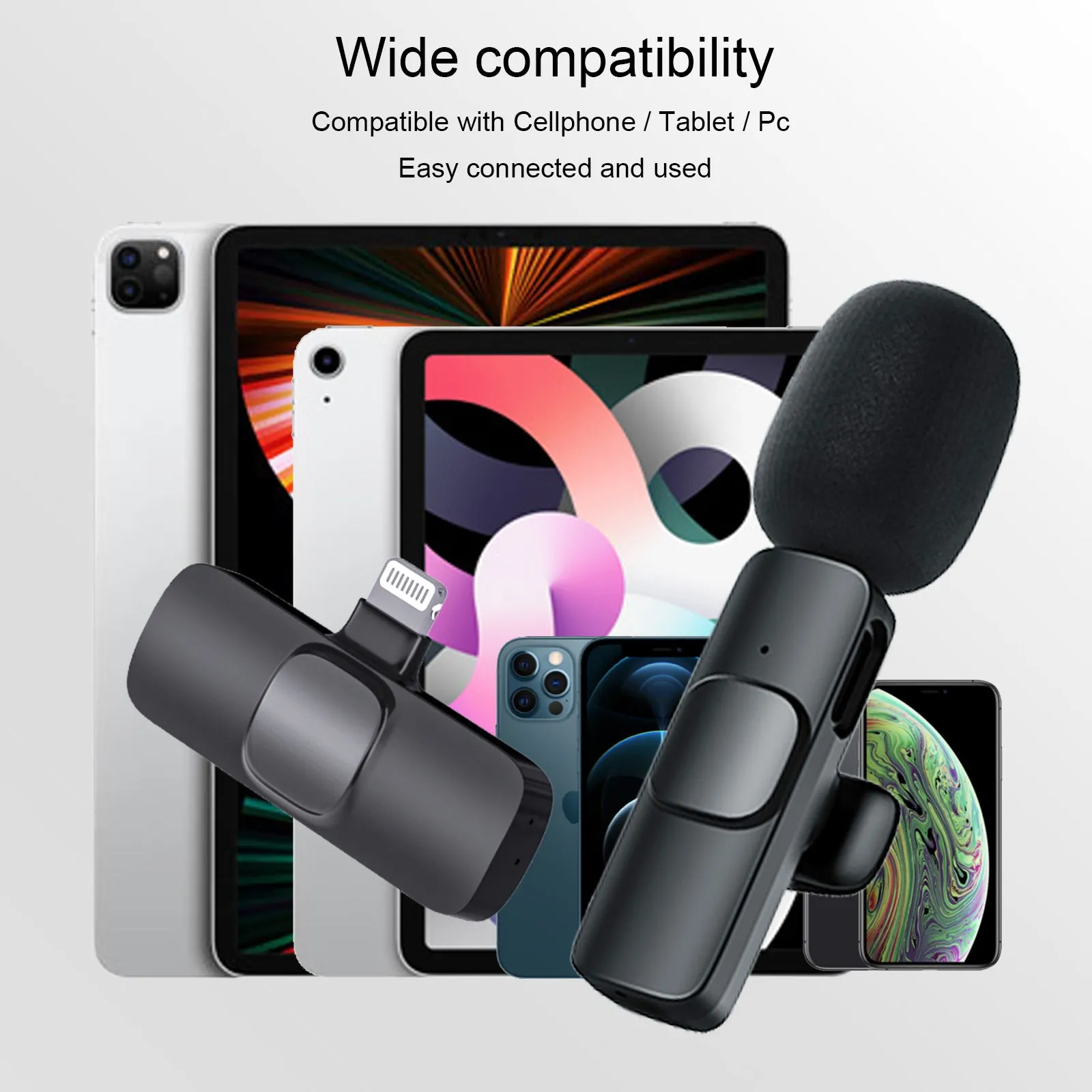 Bluetooth Wireless Lavalier Microphone Portable Audio Video Recording Lapel Mic fr i-Phone Android DSLR Camera Vlog Live