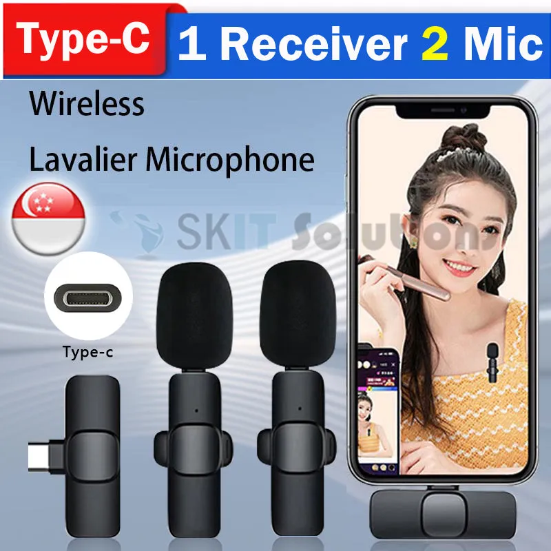 Bluetooth Wireless Lavalier Microphone Portable Audio Video Recording Lapel Mic fr i-Phone Android DSLR Camera Vlog Live