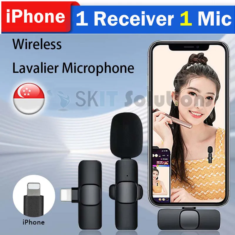Bluetooth Wireless Lavalier Microphone Portable Audio Video Recording Lapel Mic fr i-Phone Android DSLR Camera Vlog Live