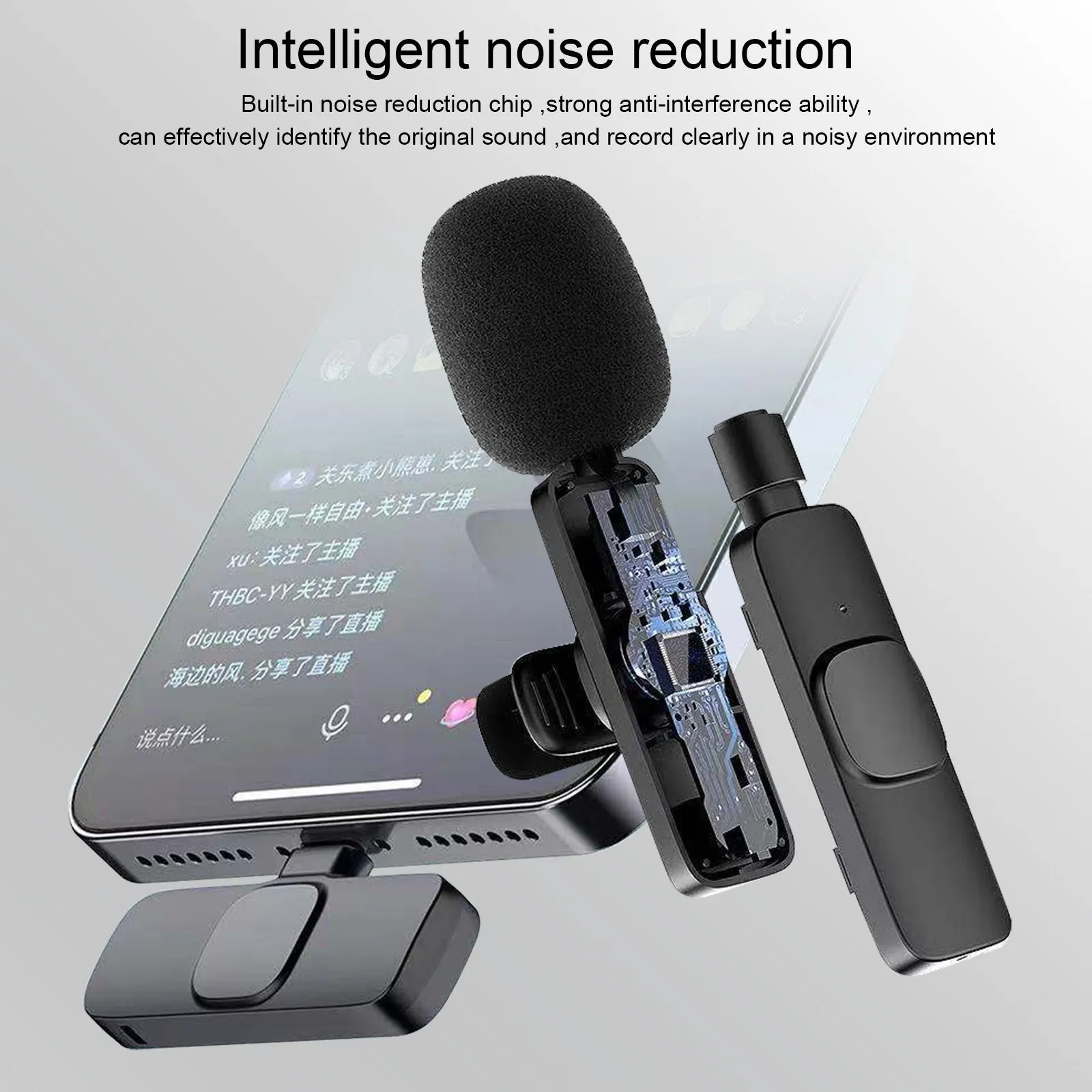 Bluetooth Wireless Lavalier Microphone Portable Audio Video Recording Lapel Mic fr i-Phone Android DSLR Camera Vlog Live