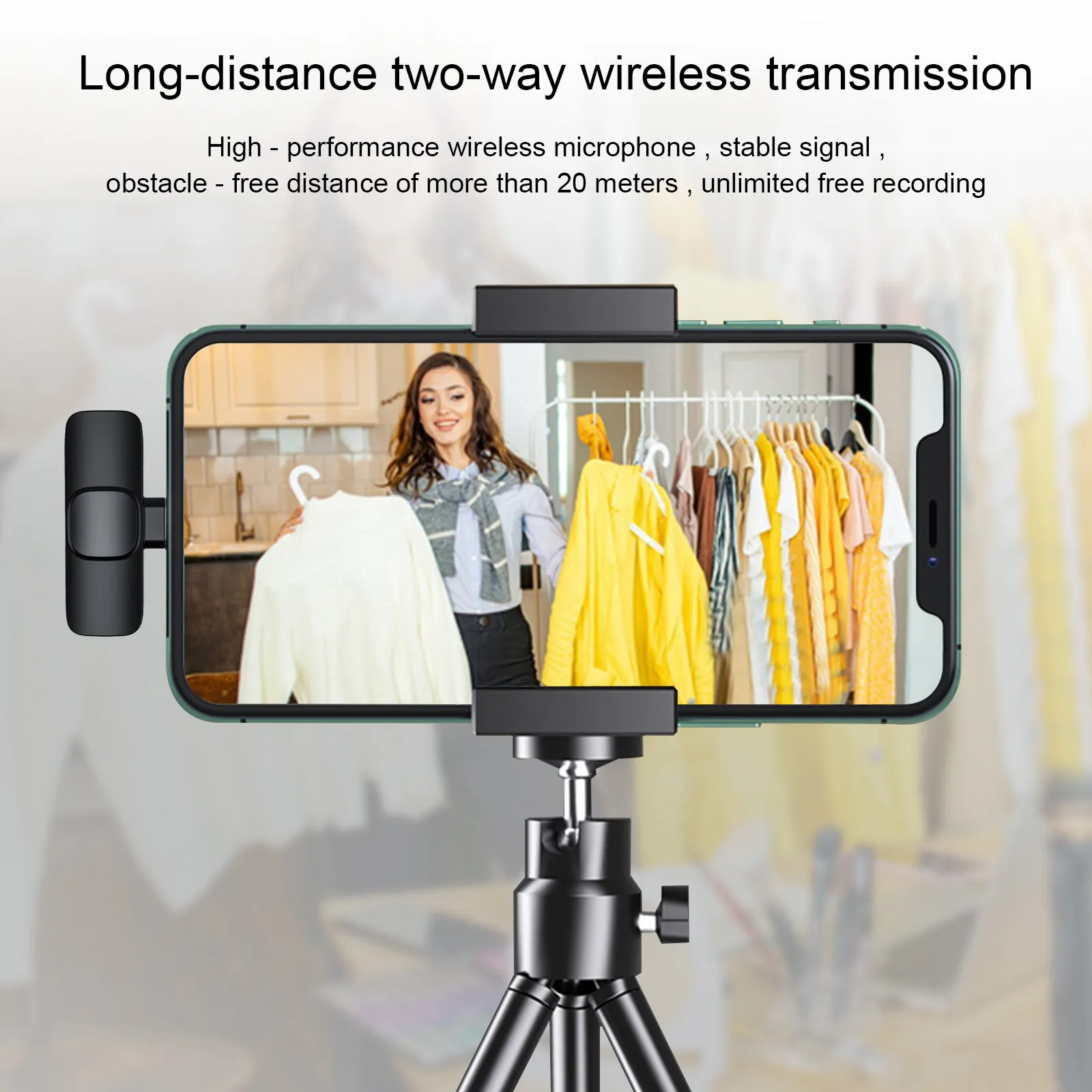 Bluetooth Wireless Lavalier Microphone Portable Audio Video Recording Lapel Mic fr i-Phone Android DSLR Camera Vlog Live