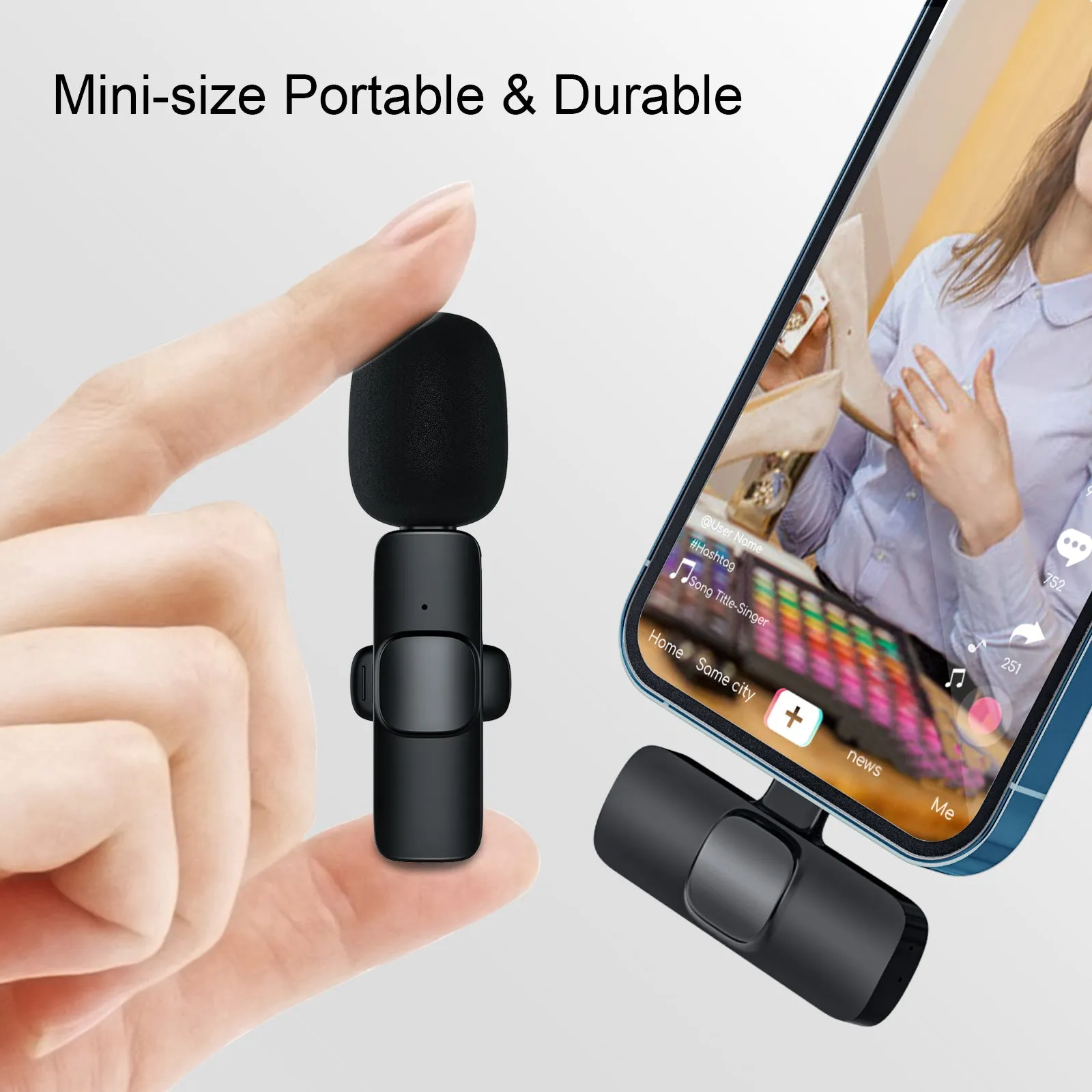 Bluetooth Wireless Lavalier Microphone Portable Audio Video Recording Lapel Mic fr i-Phone Android DSLR Camera Vlog Live