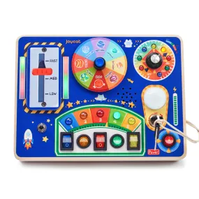 Busy Board with Led Light, Wooden Sensory Toys with Music, Light Switch Board