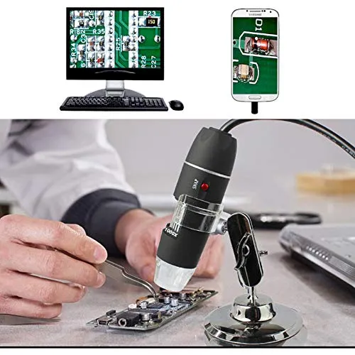 Bysameyee USB Microscope, Digital Handheld 40X-1000X Magnification Endoscope Mini Video Camera with 8 Adjustable LED Lights, Compatible with Windows 7/8/10/11 Mac Linux Android (with OTG)