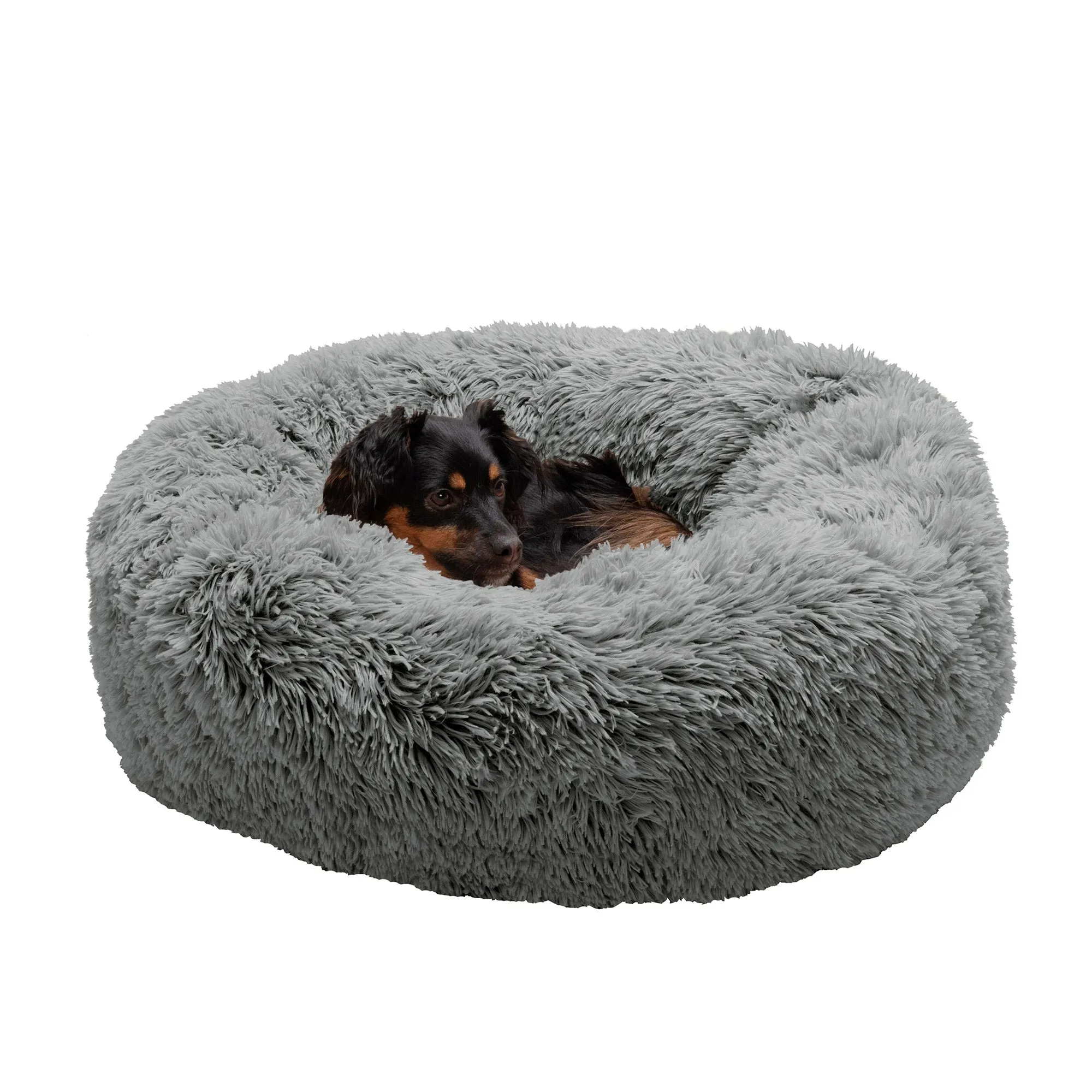 Calming Cuddler Long Fur Donut Dog Bed