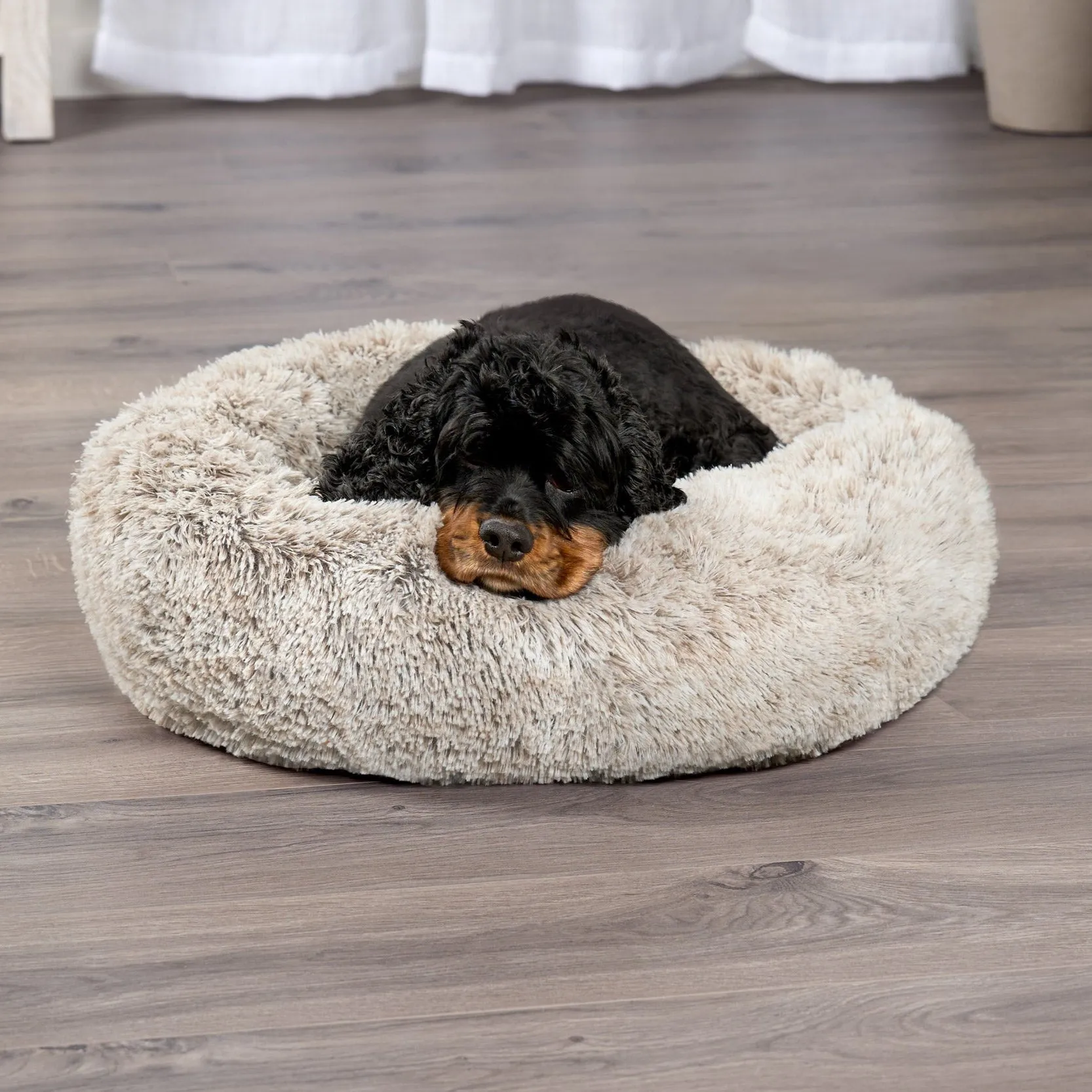 Calming Cuddler Long Fur Donut Dog Bed