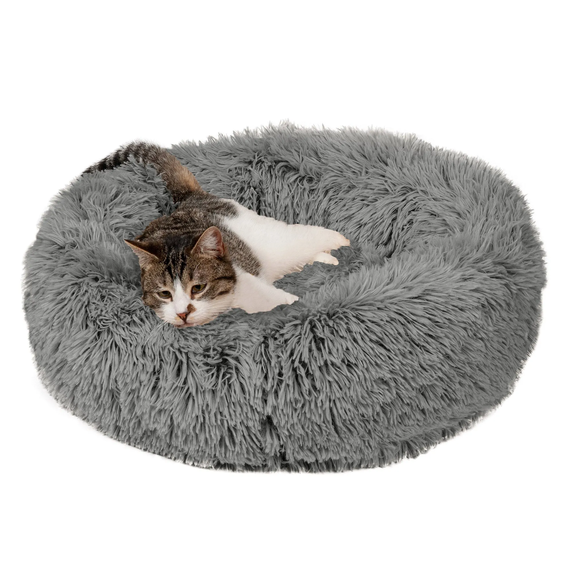 Calming Cuddler Long Fur Donut Dog Bed