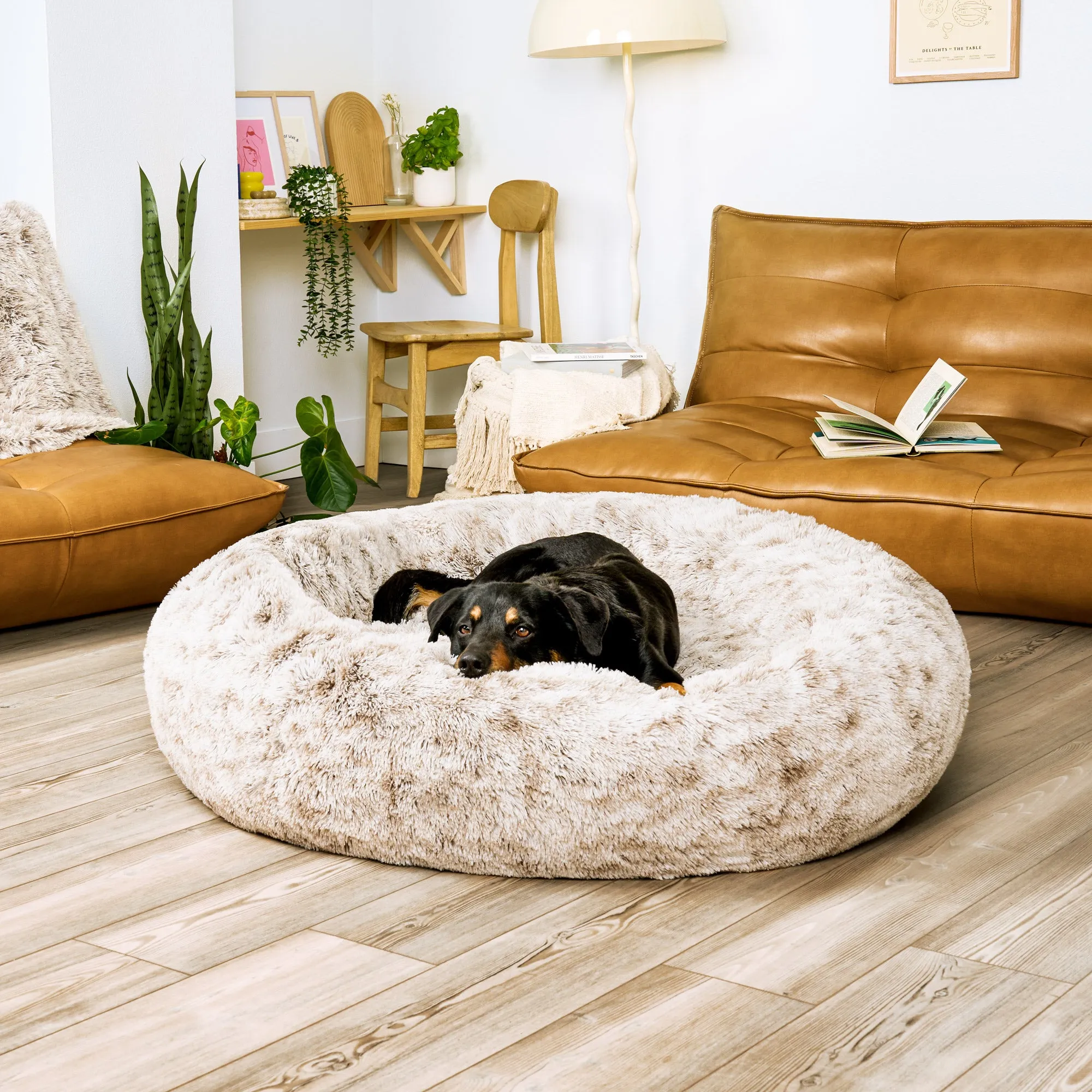 Calming Cuddler Long Fur Donut Dog Bed