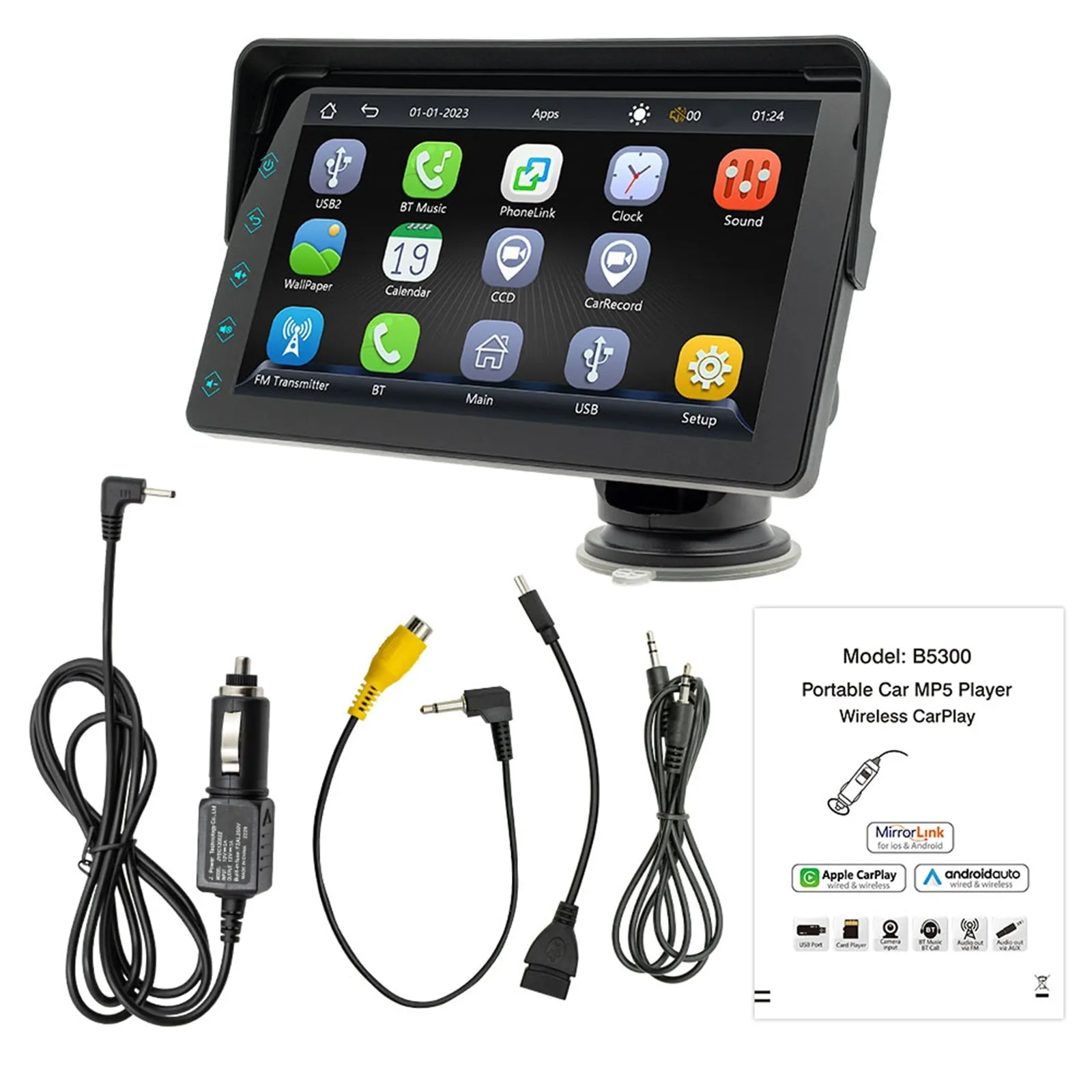 Car Stereo Compatible for Carplay Android Auto 7 Inch Screen
