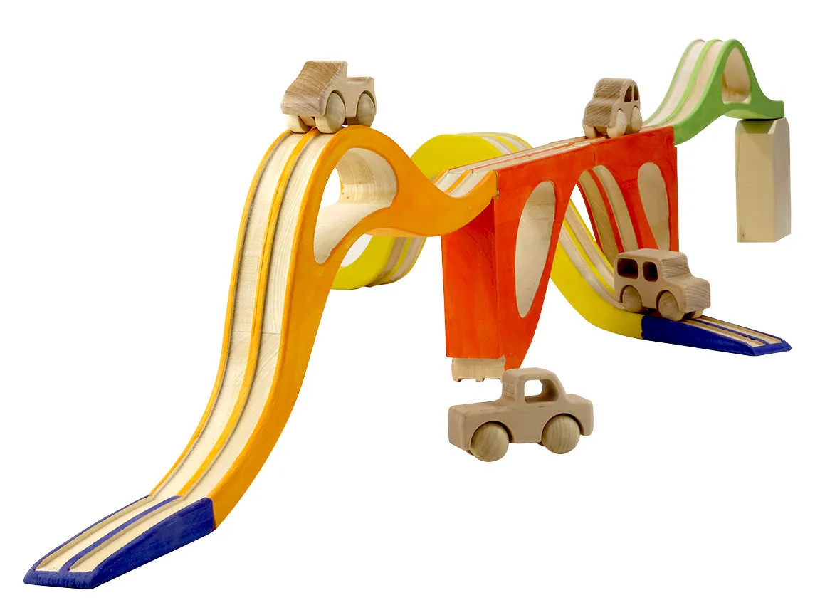 Cars with roads, bridges, and tunnels set