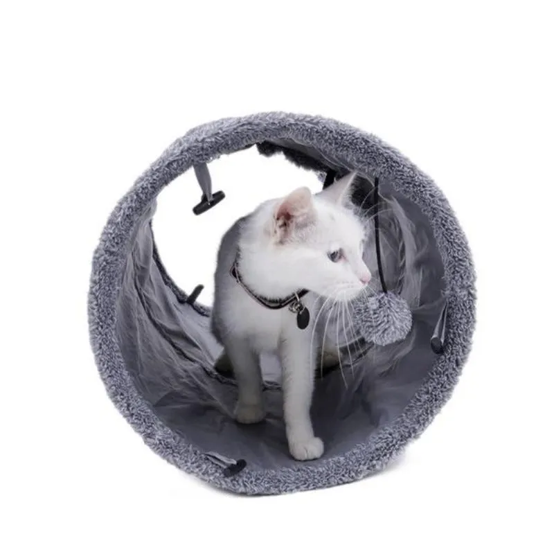 Cat Tunnel Toy - Collapsible With Ball And 2 Holes