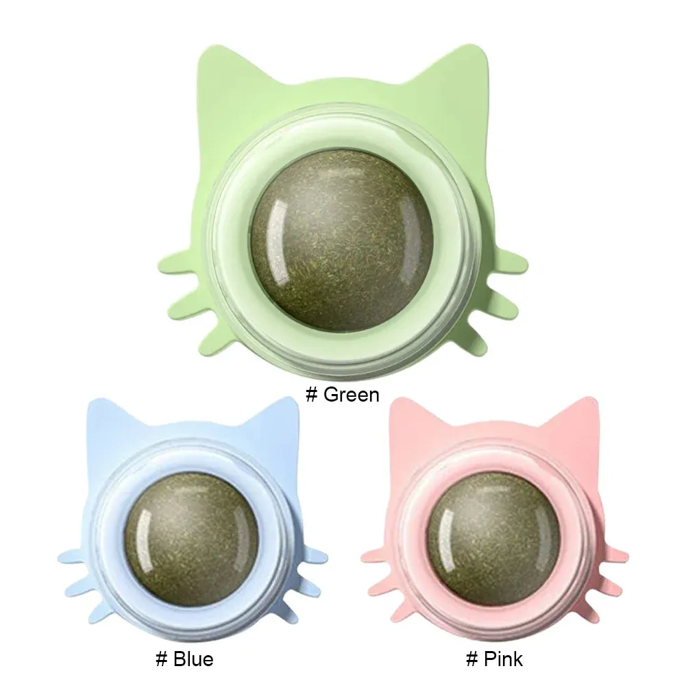 Catnip Wall Toys Rotatable Kitten Chew Toys Teeth Cleaning Cat Bite Toy for Indoor Cats Healthy Removes Balls Interactive Cat