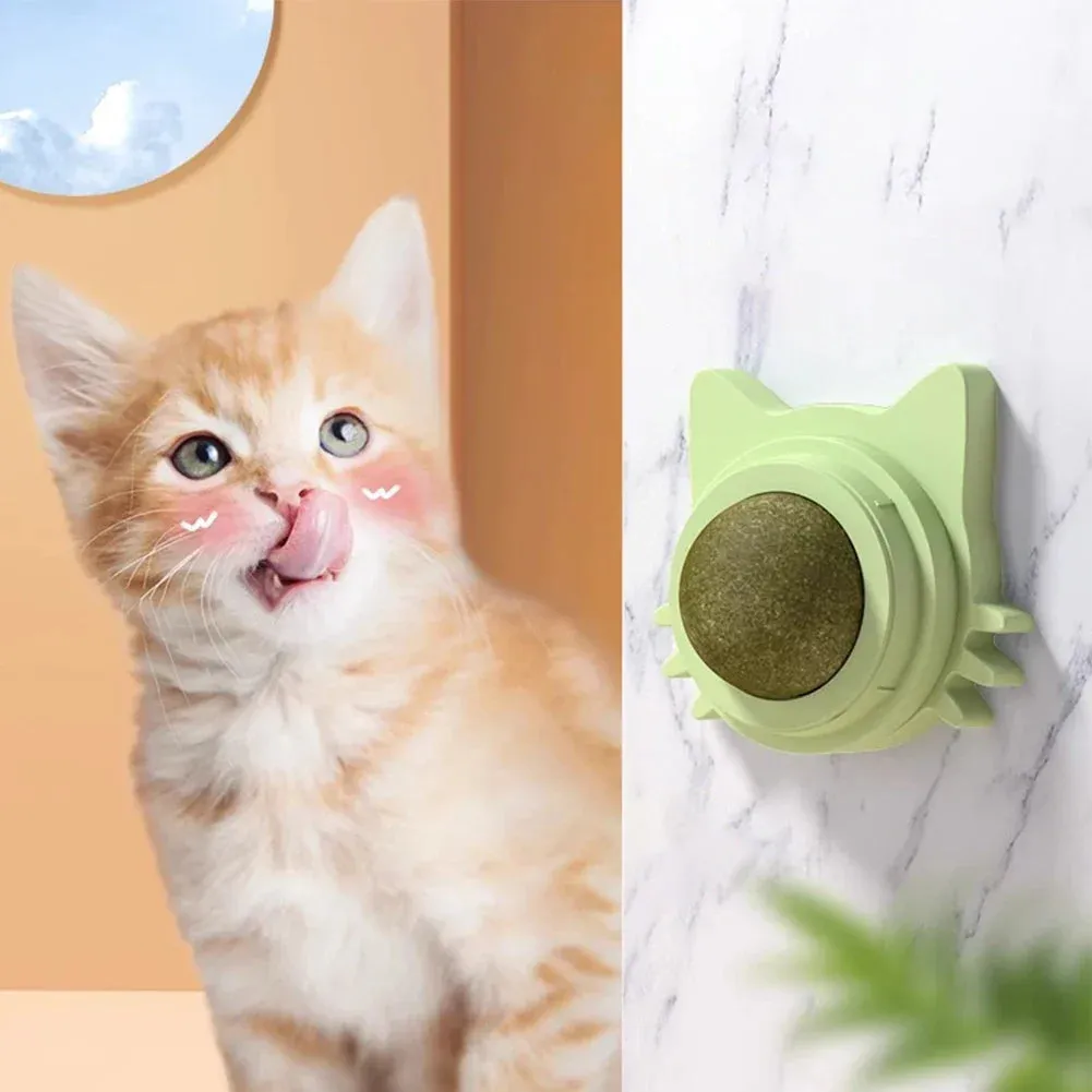 Catnip Wall Toys Rotatable Kitten Chew Toys Teeth Cleaning Cat Bite Toy for Indoor Cats Healthy Removes Balls Interactive Cat