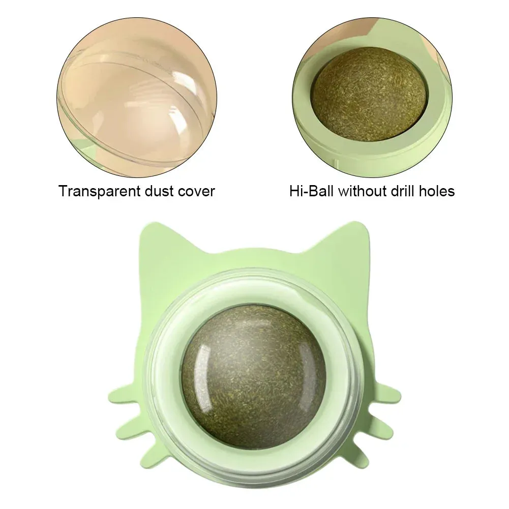 Catnip Wall Toys Rotatable Kitten Chew Toys Teeth Cleaning Cat Bite Toy for Indoor Cats Healthy Removes Balls Interactive Cat