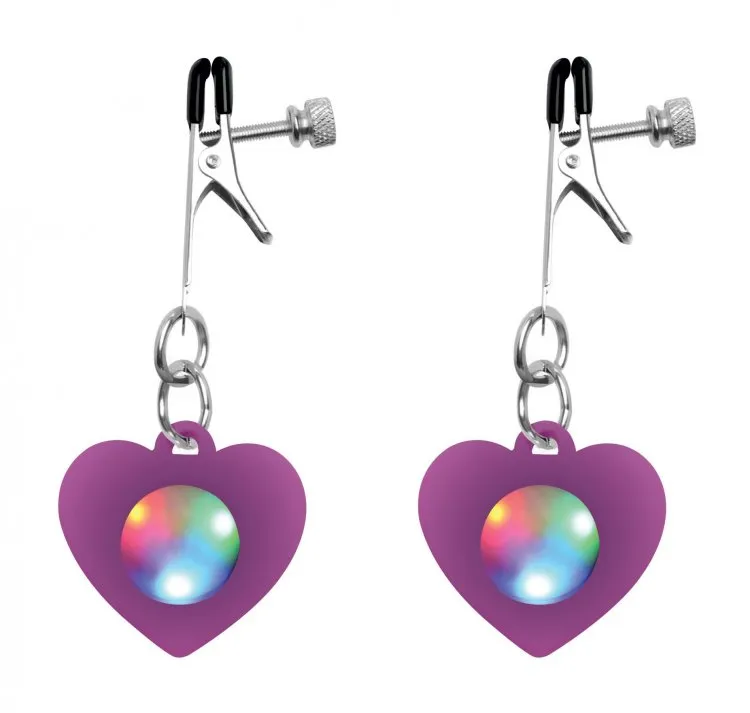 Charmed Light Up Heart Nipple Clamps