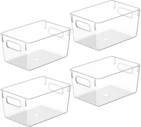 Clear Plastic Storage Bins, Pantry Organizers and Storage Containers Fridge Organizer Bins Kitchen Cabinet Organizer Medicine Cabinet Organizer Bin for Organizing Home Bathroom Freezer Refrigerator
