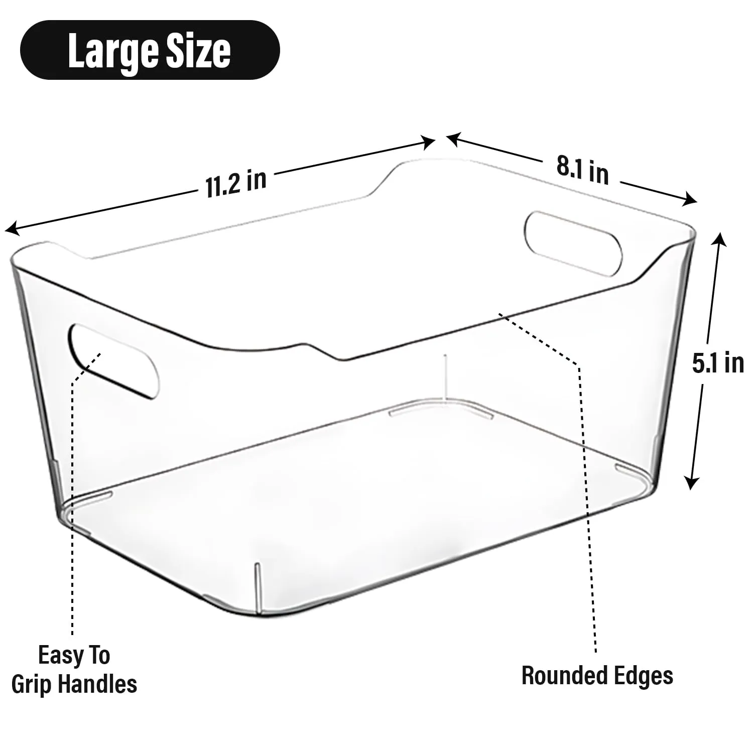 Clear Plastic Storage Bins, Pantry Organizers and Storage Containers Large Fridge Organizer Bins Home Kitchen Cabinet Bin Organizer Medicine Cabinet Organizer Bin for Organizing Freezer Closet
