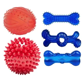 Combo of Rugby with Bell, Dumbell and Smiley Face Bone Toy