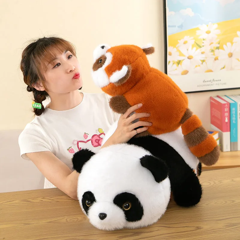 Convertible Cuddly Duo: Adorable Panda and Transforming Raccoon Plush Toy