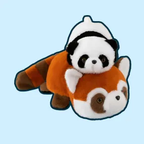 Convertible Cuddly Duo: Adorable Panda and Transforming Raccoon Plush Toy