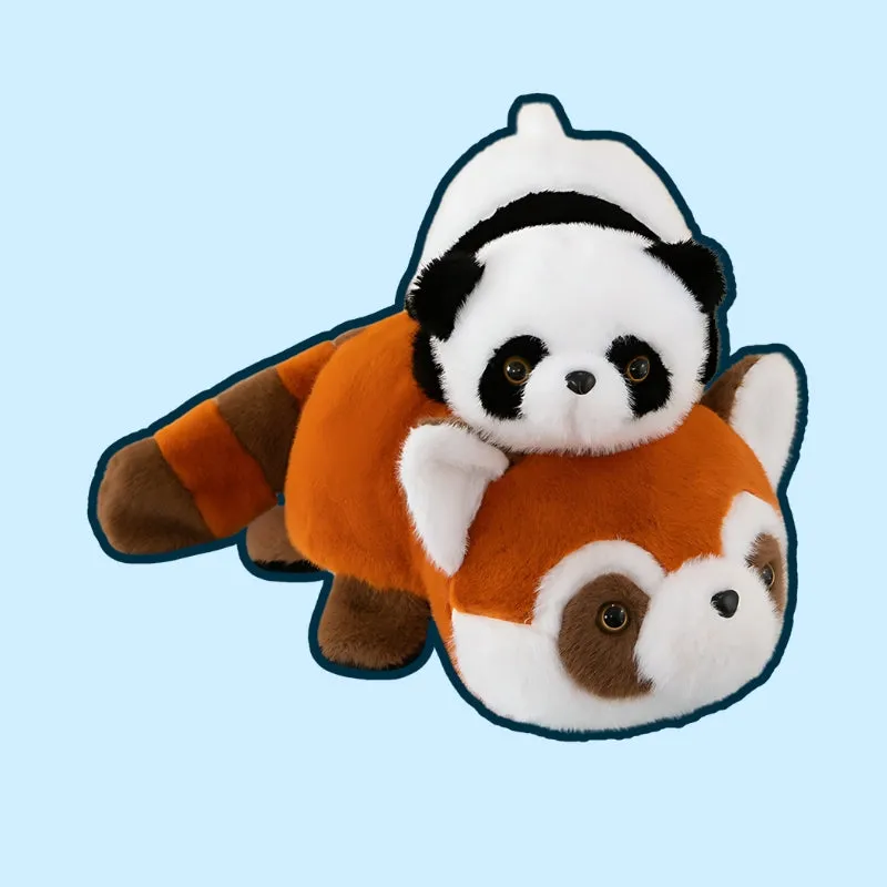 Convertible Cuddly Duo: Adorable Panda and Transforming Raccoon Plush Toy