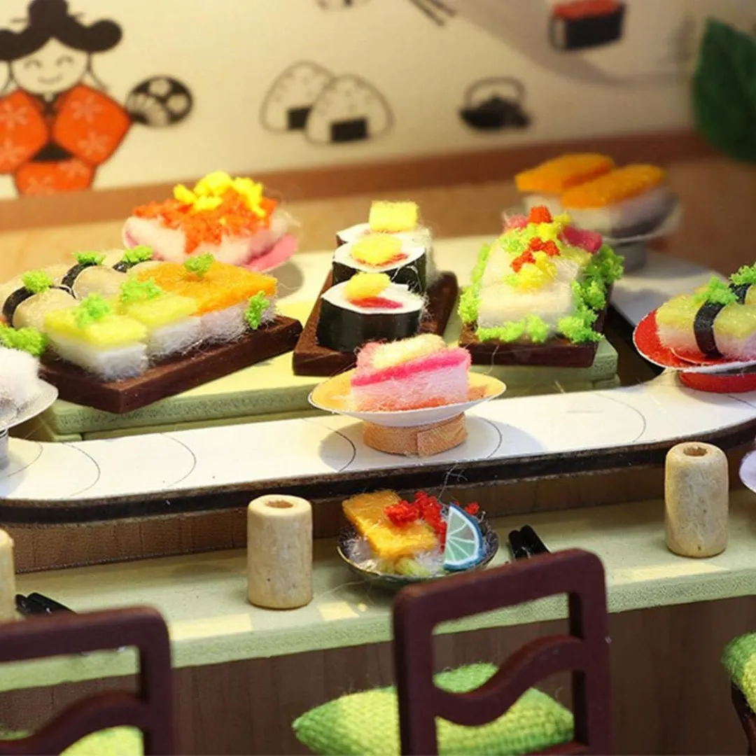 DIY Japanese Style Miniature Sushi House Kit With Led Light