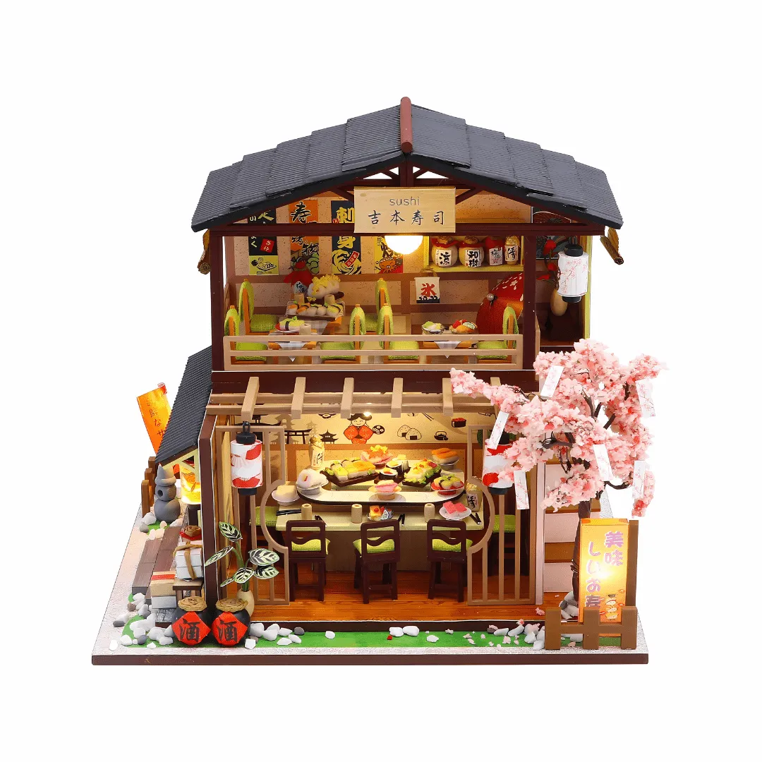 DIY Japanese Style Miniature Sushi House Kit With Led Light