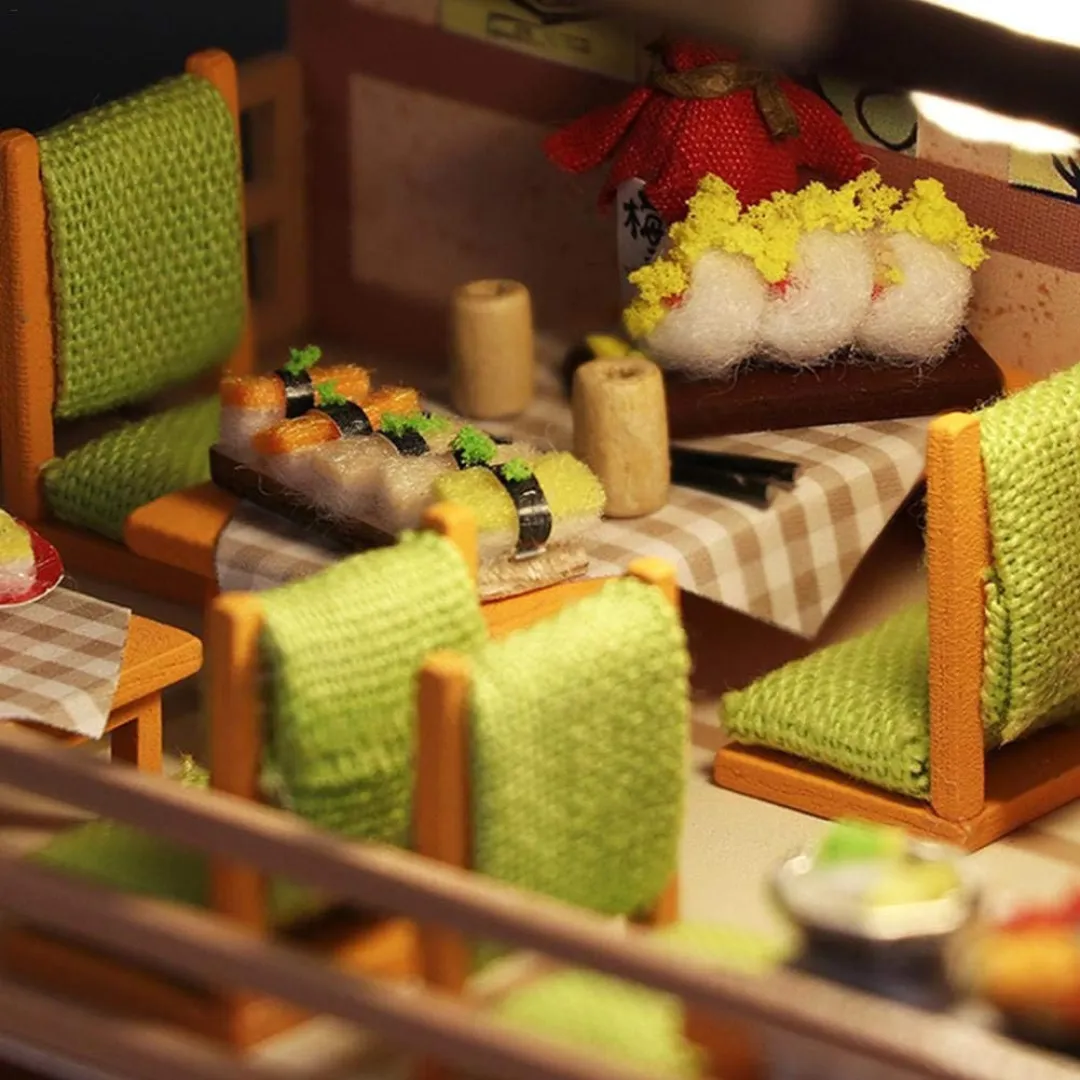 DIY Japanese Style Miniature Sushi House Kit With Led Light
