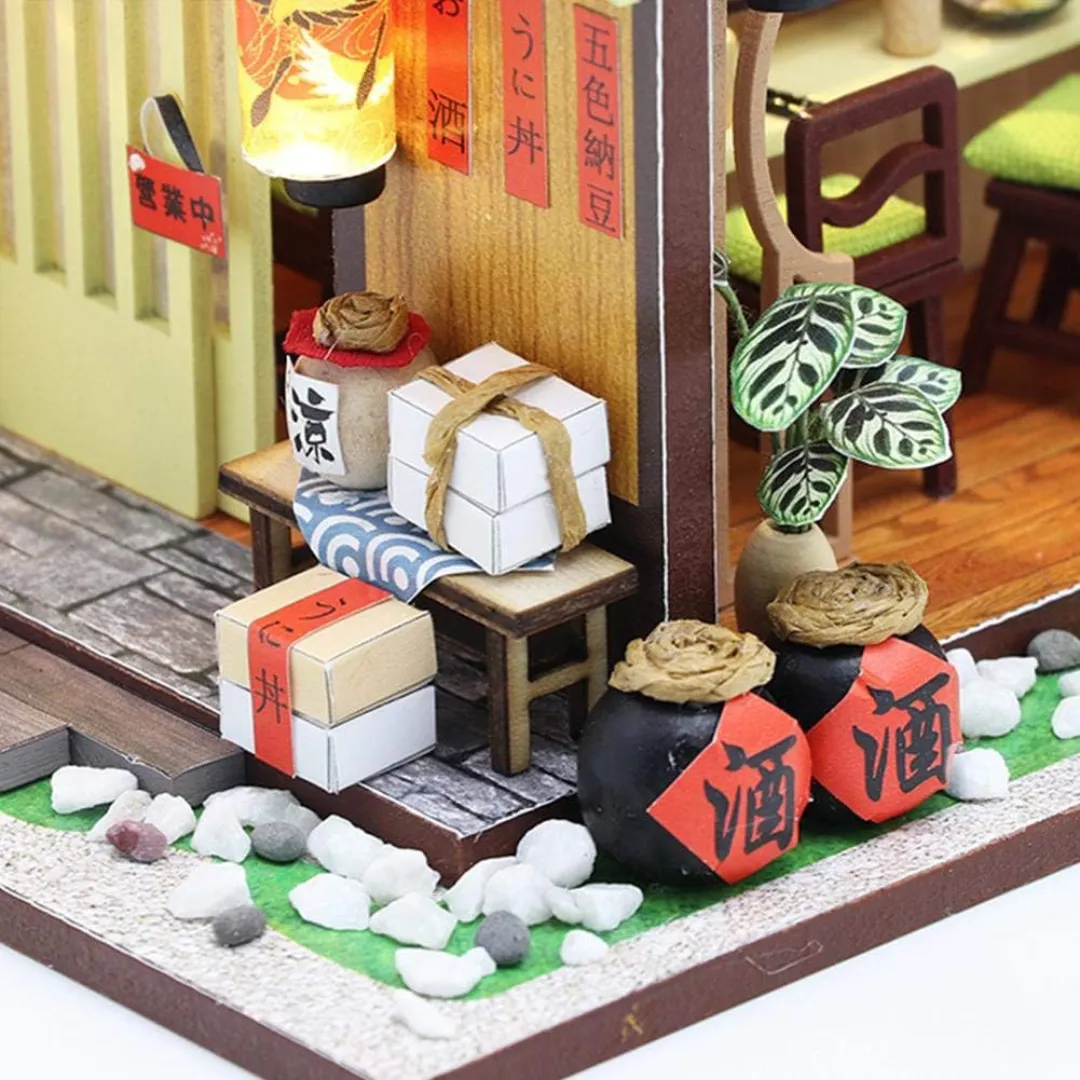 DIY Japanese Style Miniature Sushi House Kit With Led Light