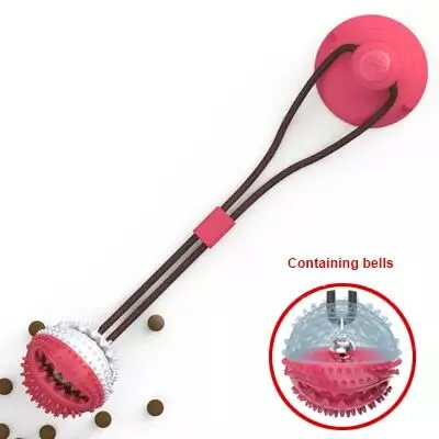 Dog Molar Bite Toys Rubber Chew Toys Treats Squeaky Ball for Biting Teeth Cleaning and Food Dispensing Interactive Rope Tug Toy