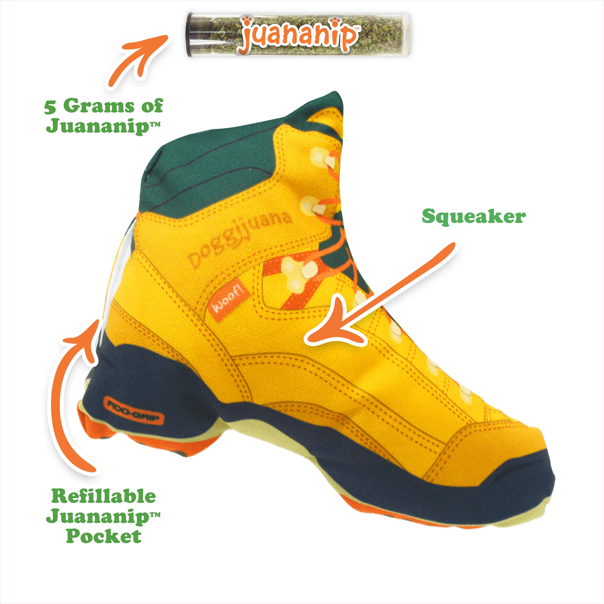 Doggijuana Get Outside Refillable Hiking Boot Toy by SmarterPaw