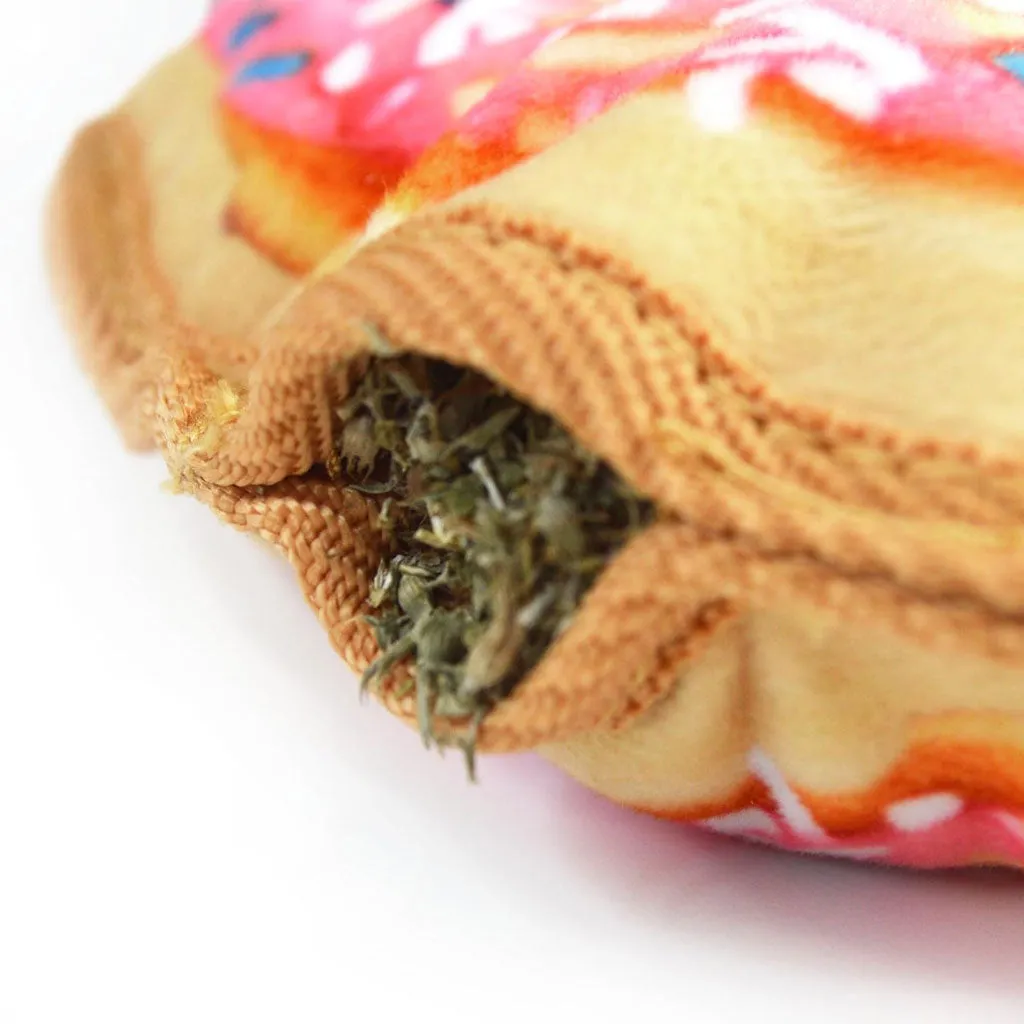 Doggijuana Tuffer Chewer Refillable Juananip Donut Tough Squeaky Dog Plush Toy, 1 count