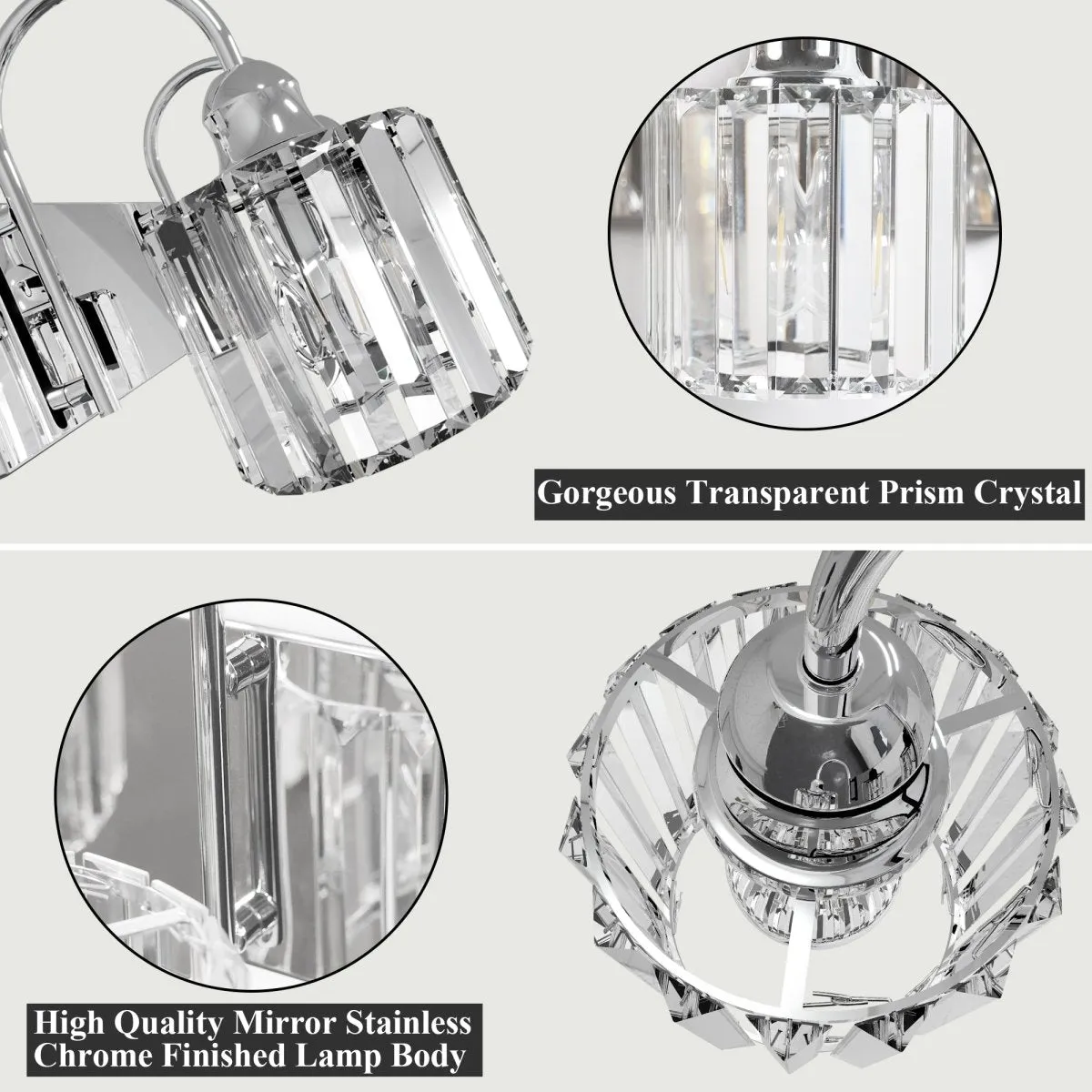 ExBrite 12" 2-Light Vanity Light with Crystal Design, Chrome
