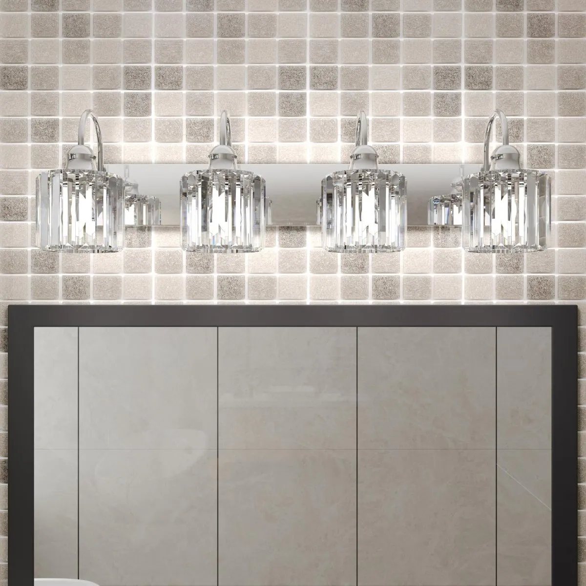 ExBrite 32" 4-Light Vanity Light with Crystal Design, Chrome