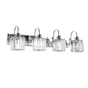 ExBrite 32" 4-Light Vanity Light with Crystal Design, Chrome