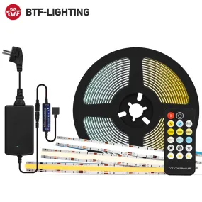FCOB FOB COB CCT LED Light Strip Full Set RF17 Keys DC 24V Dimmable High Density Flexible Warm White