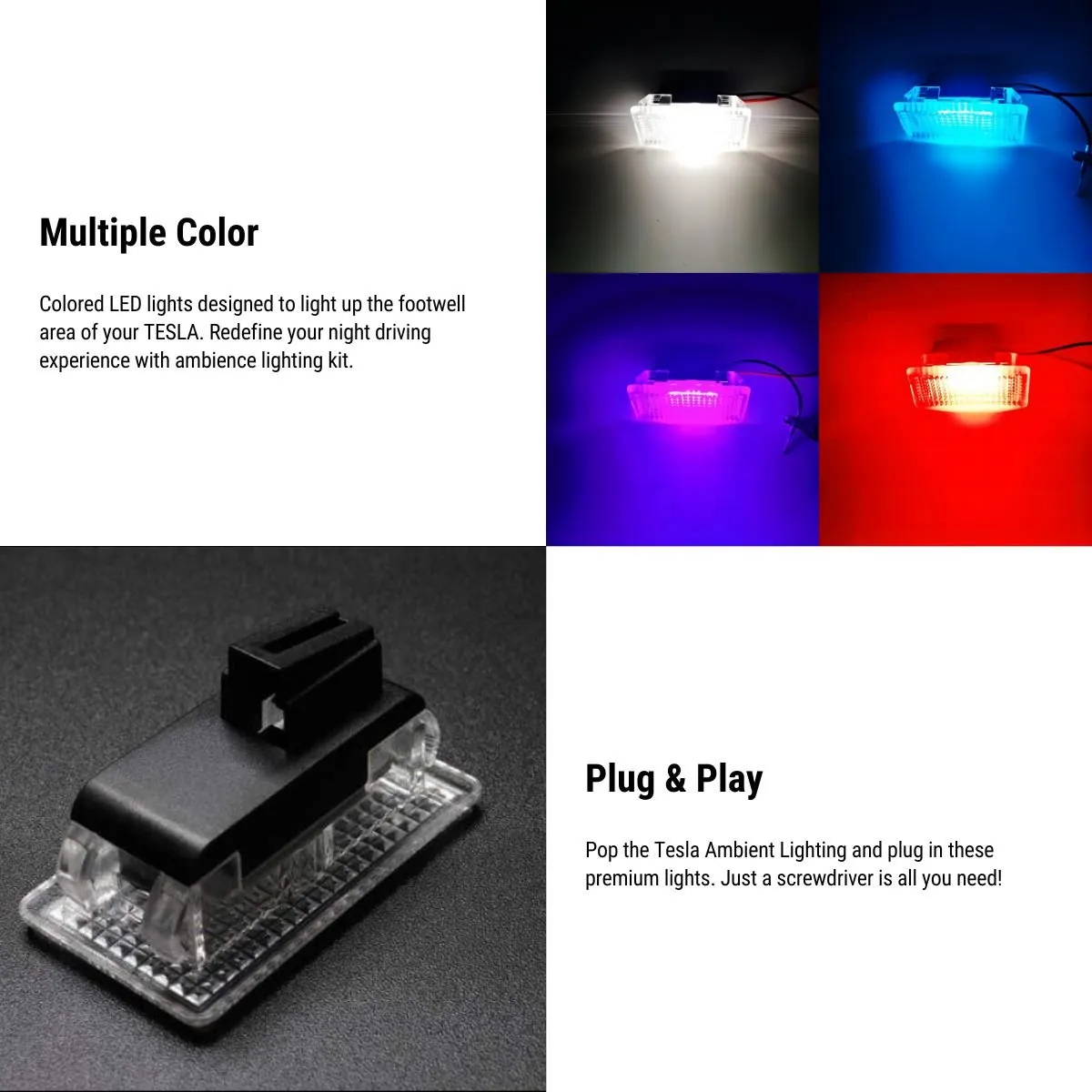 Footwell LED Lights for Tesla Model 3/Y/S/X（4PCS）