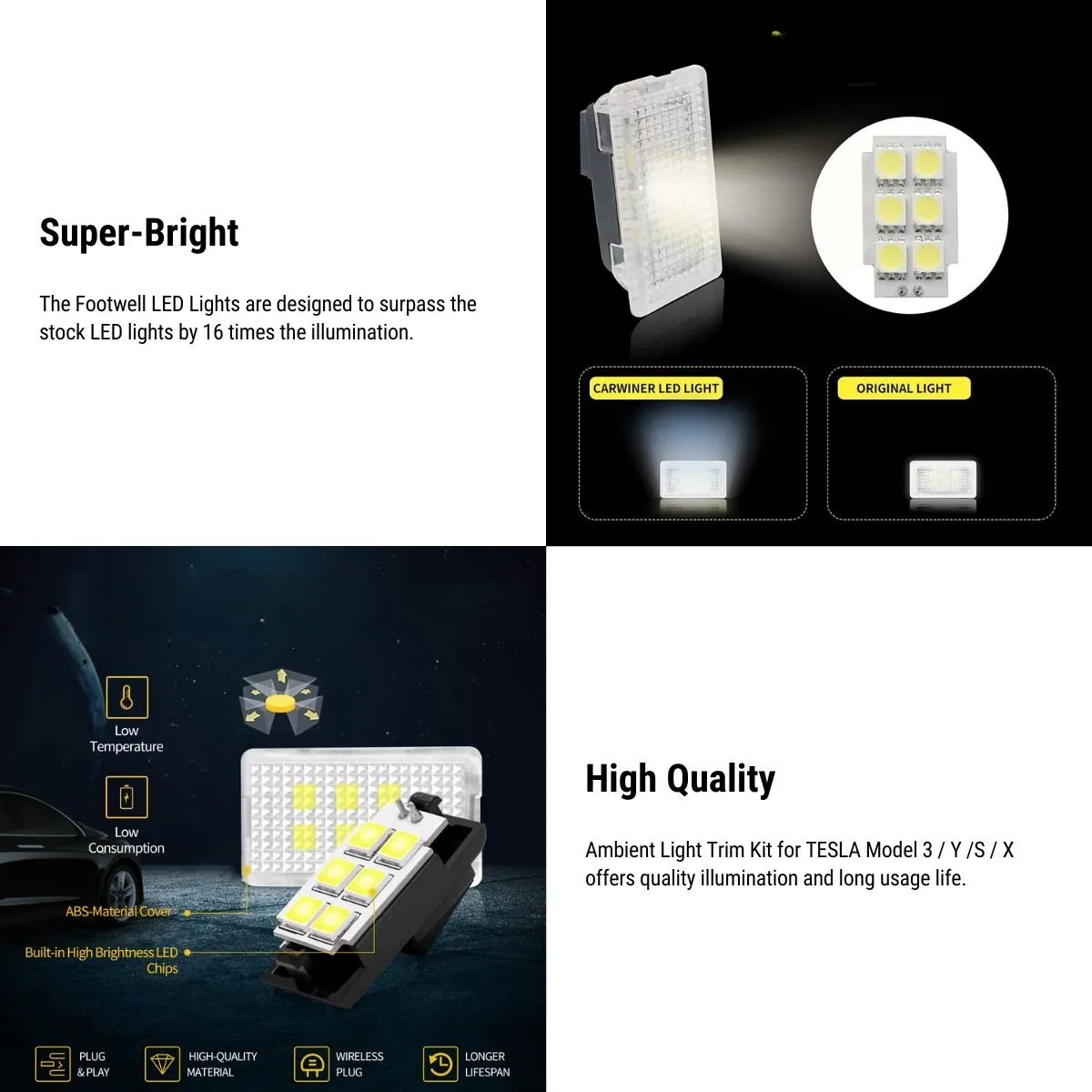 Footwell LED Lights for Tesla Model 3/Y/S/X（4PCS）