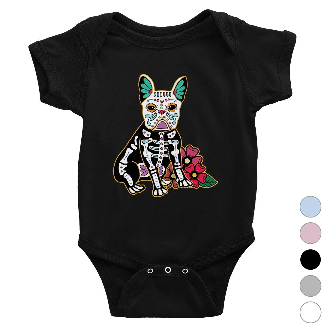 Frenchie Day Of Dead Funny Halloween Costume Baby Bodysuit Gift