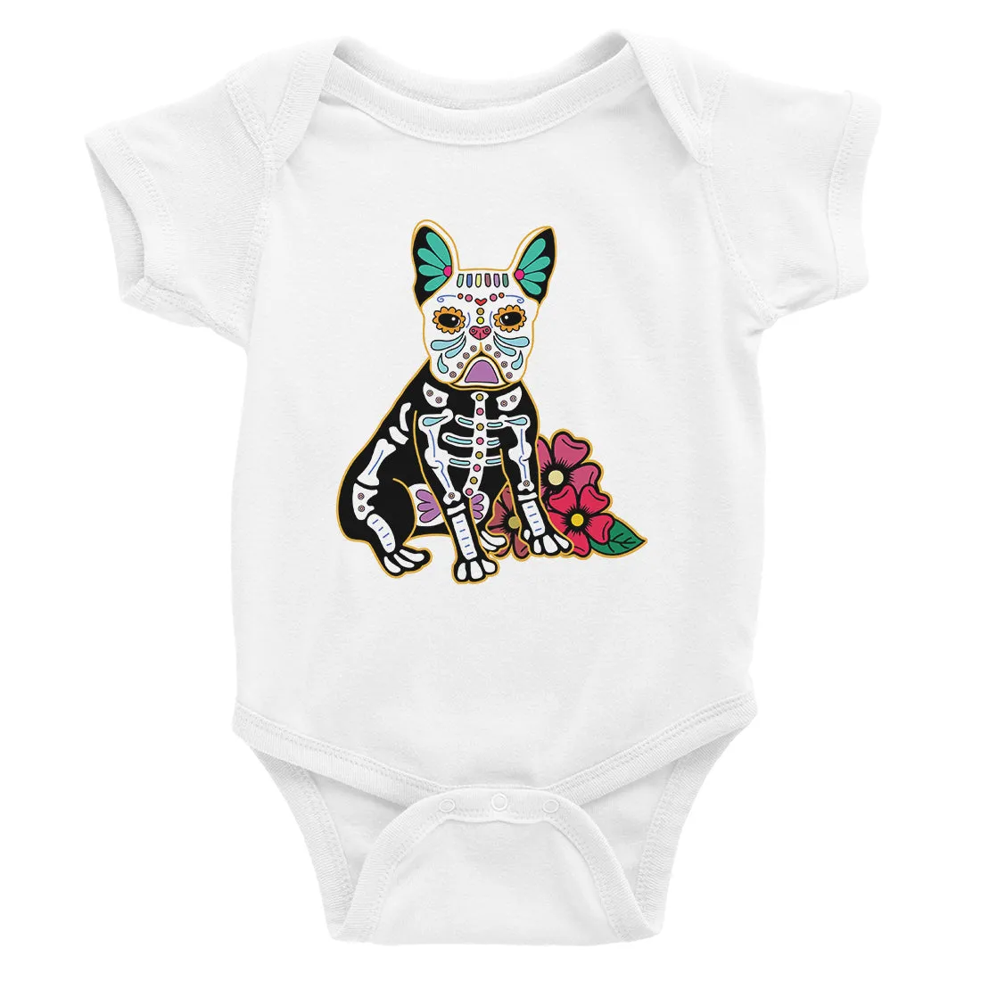 Frenchie Day Of Dead Funny Halloween Costume Baby Bodysuit Gift