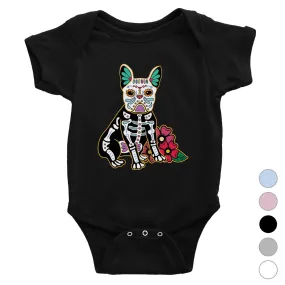 Frenchie Day Of Dead Funny Halloween Costume Baby Bodysuit Gift