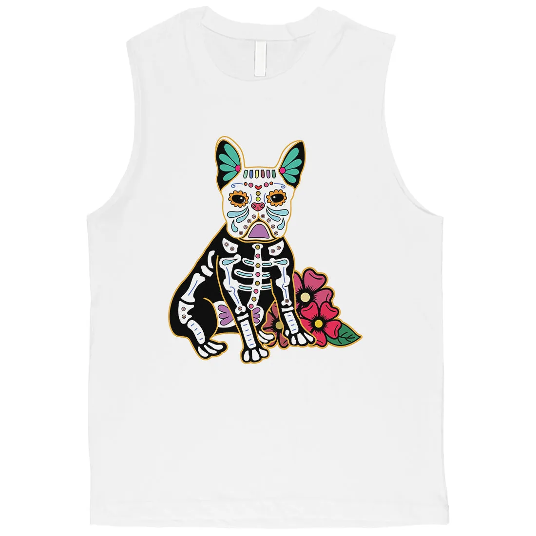 Frenchie Day Of Dead Funny Halloween Costume Cute Mens Muscle Shirt