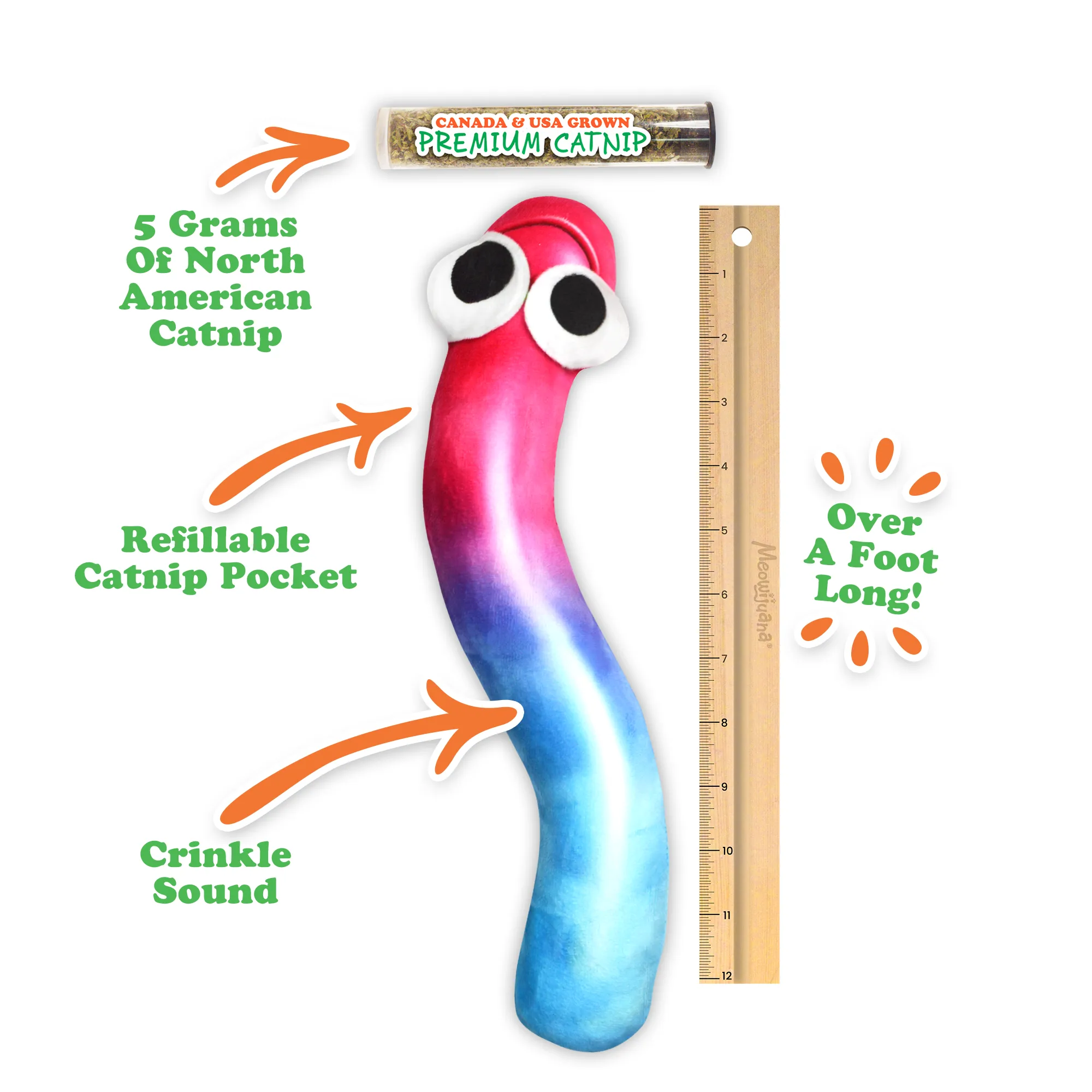 Get Kickin' Gummy Worm Refillable Kicker Cat Toy